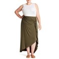 thumbnail image 1 of Bobeau Jupe Maxi Froncée à Enfiler Hi Lo pour Femme en Vert Armée Grande Taille3X, 1 of 1