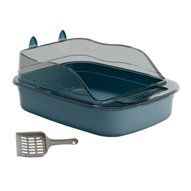 Bunblic Large Cat Litter Box Kitten Litter Box Cat Sand Basin Cartoon Shape Large Bed Pan Cat Sandbox Durable High Sides Cat Litter Box blue