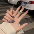 thumbnail image 1 of HLONK 24Pcs Gel Press on Nails  Gel French Long Fake Nails  Press on Tips With Glue  Rhinstone with Butterfly  NO.13, 1 of 5