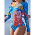 thumbnail image 2 of Charmo Womens Rash Guard One Piece Bathing Suits Tie Back Long Sleeves Monikini Swimsuit, 2 of 5