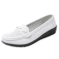 thumbnail image 1 of LOVZFMLL Mocassins Penny pour Femmes Classiques Slip On Chaussures Plates pour Travail de Bureau Décontracté Confortables à Bout Rond Ballerines Habillées Blanches 9,5, 1 of 9