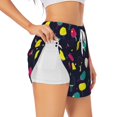 thumbnail image 1 of Sikiie Raquettes de Ping-Pong Colorées pour Femmes Shorts de Sport à Double Couche avec Cordon, Doublés, Poches Shorts de Yoga Gym-TTG, 1 of 7