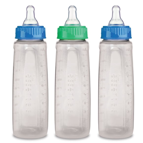 First Essentials by NUK Clear View Bottle, 3x9oz Bottles, Medium Flow