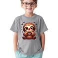thumbnail image 2 of T-shirts Filles Enfants Imprimé Animaux Mignons Sports Décontracté Col Rond Manches Courtes Hauts Filles Gris 8-10 Ans, 2 of 4