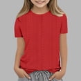 thumbnail image 3 of Bwiyojiz Tailles Mode 110-160 T-Shirts/chemises pour Enfants à Couleur Unie à Manches 3/4 à Col Rond, Rouge, 3 of 4