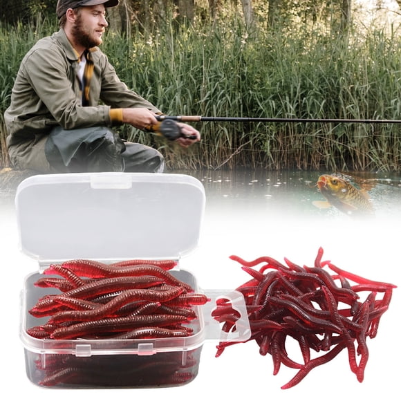 50pcs Soft Set Realistic False Earthworm Worm Elastic Rubber Earthworm Fishing