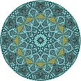 thumbnail image 1 of Ahgly Company Machine Washable Indoor Round Transitional Medium Turquoise Green Area Rugs, 8' Round, 1 of 7