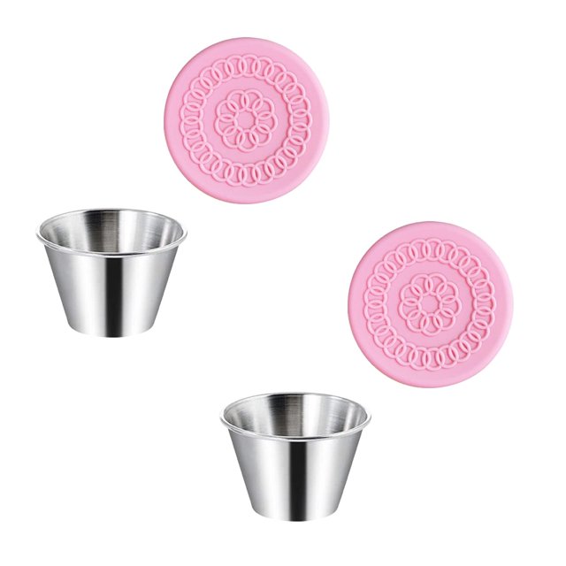 Oleegame 2 Pcs Contenants de Rangement pour Produits Vinaigrette Petits Contenants à Condiments avec Couvercles Gobelet à Condiments en Acier Inoxydable Gobelets à Trempette Contenant pour Lunch Boîte Bento Rose