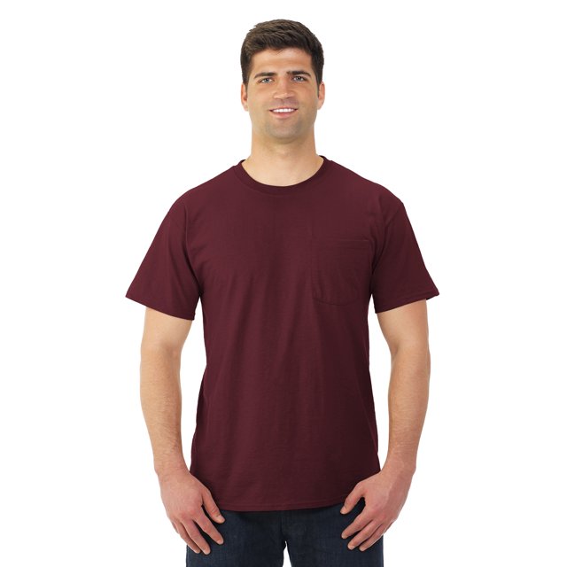 Jerzees Mens DRI-POWER Active Short Sleeve Pocket Crew T-Shirt, M, Maroon