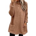 thumbnail image 1 of LUXUR Women Fuzzy Fleece T Shirt Loose Work Tops Light Brown XL, 1 of 2