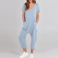thumbnail image 2 of Yuyuzo Jumpsuits for Women Short Sleeve V Neck Rompers Wide Leg Cropped Pants Overalls with Pockets, 2 of 7