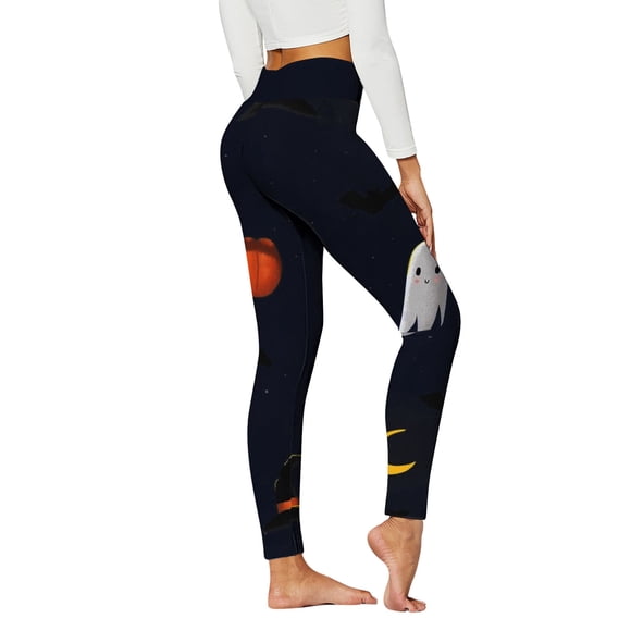 HNMKIU Femmes Imprimé Halloween Yoga Course Entraînement Pantalons Leggings Taille Haute pour Gym Entraînement Physique Fesses Marine,TG