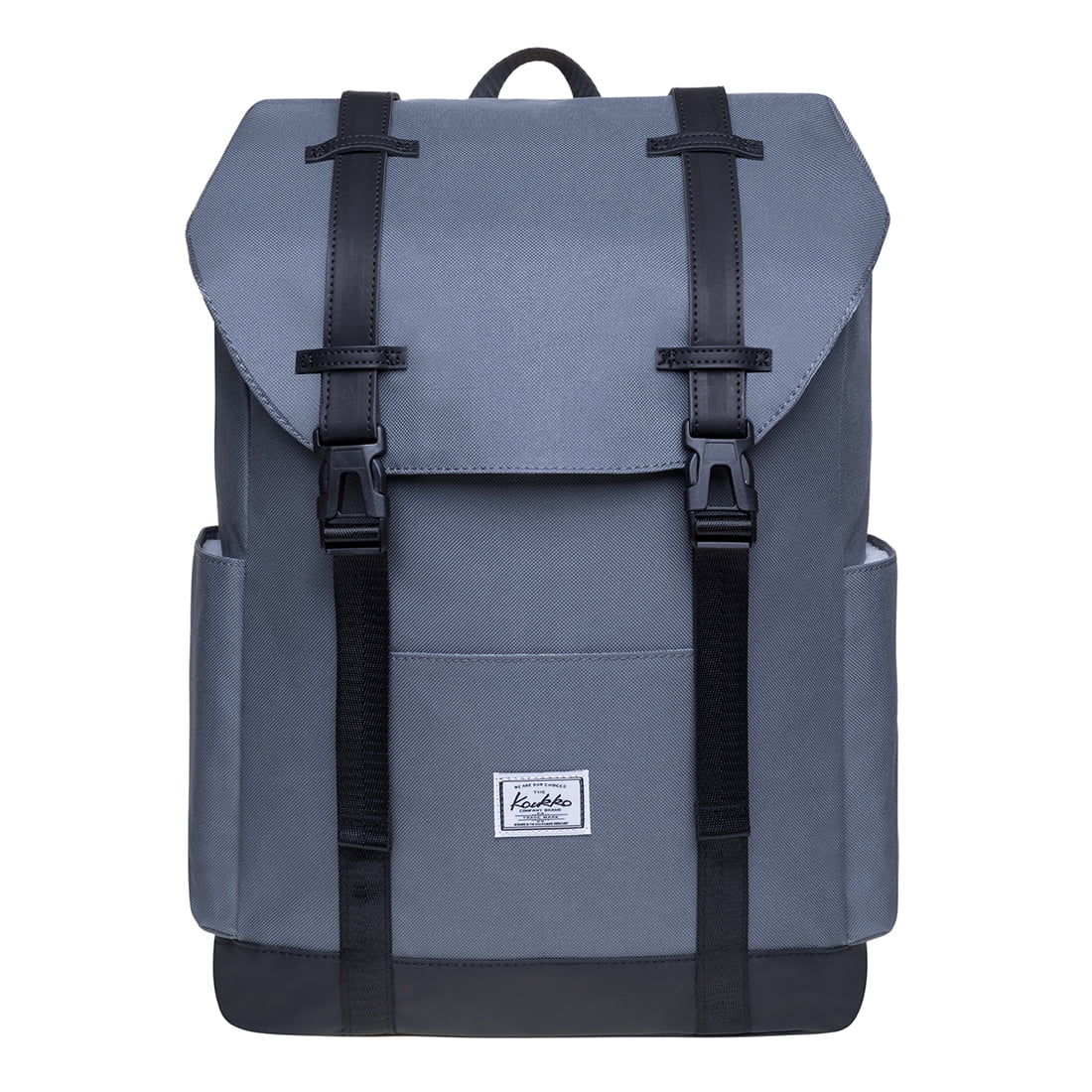 KAUKKO Vintage Casual polyster and Leather Rucksack Backpack (Nylon Grey)