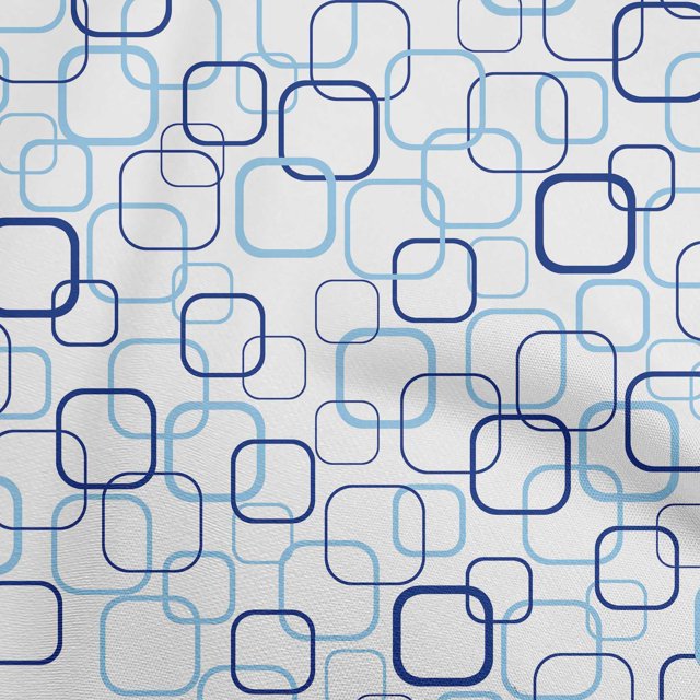 oneOone Cotton Poplin Twill Blue Fabric Geometric Craft Projects Decor Fabric Printed By The Yard 56 Inch Wide