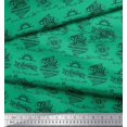 thumbnail image 3 of Soimoi Green Poly Georgette Fabric Sun & Text Fabric Prints By Yard 42 Inch Wide, 3 of 5
