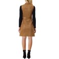 thumbnail image 3 of INSPIRE CHIC Robe en Faux Suède pour Femme, Col Rabattu, Taille à Nouer, Sans Manches, Mini-Robe Boutonnée, Brun, m, 3 of 5
