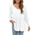 thumbnail image 2 of Qertyioot Hauts de Mode pour Femmes, Tunique Décontractée Aguichant à Manches Longues, Col en V, Manches Longues Bouffantes, 2 of 7