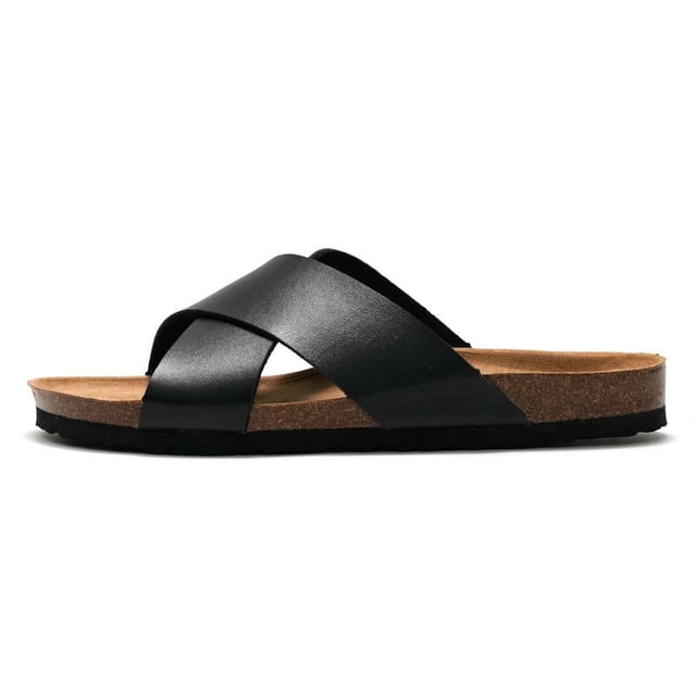 Men's Cork Sandals Cross Strap Comfortable Beach Slides