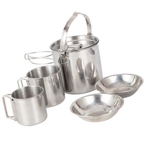 UPGRATOR Retour à l'école Portable en acier inoxydable Picnic Kit de cuisine pour utilisation extérieure Argent léger et durable 1 ensemble