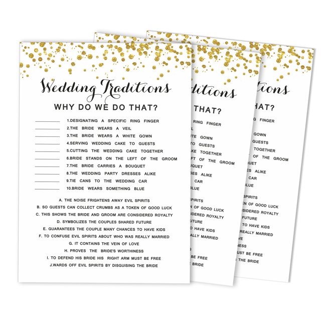 Inkdotpot Gold ConfettiWhy Do We Do That 50-Pack Bridal Wedding ShowerGameBachelorette Party ActivityGameCards