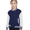 thumbnail image 2 of Girls Coats & Jackets Child Autumn Spring Long Sleeved Color Block Baseball Dark Blue Fall Tops for Teen Girls ,11-12 Years, 2 of 4