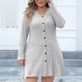 thumbnail image 2 of AherBiu Womens Cardigan Ribbed Knitted Button down Mini Dress Long Sleeve Fall Basic Layering Cardigans, 2 of 3