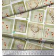 thumbnail image 3 of Soimoi Polyester Crepe Fabric Bird & Reindeer Face Patchwork Print Fabric by The Yard 52 Inch Wide, 3 of 3