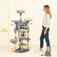 thumbnail image 3 of PawHut 62" Cat Tree, Multi-Level Cat Tower with Scratching Post, Light Grey, 3 of 10