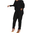 thumbnail image 1 of Yuyuzo Ensembles d'Automne pour Femmes Hauts à Manches Longues à Col Ras du Cou avec Pantalons à Jambe Droite Couleur Unie Ensembles 2 Pcs, 1 of 7
