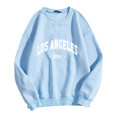 HNMKIU Chandail en Molleton Surdimensionné Femme 2023 Chandail Sans Capuche Chandail en Molleton Sans Chapeau Sport Décontracté Haut Impression Lettre Couleur