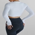 thumbnail image 4 of Ladies‘ Thumb Hole Long Sleeve Yoga Shirt with Cropped Design for Workouts, 4 of 6