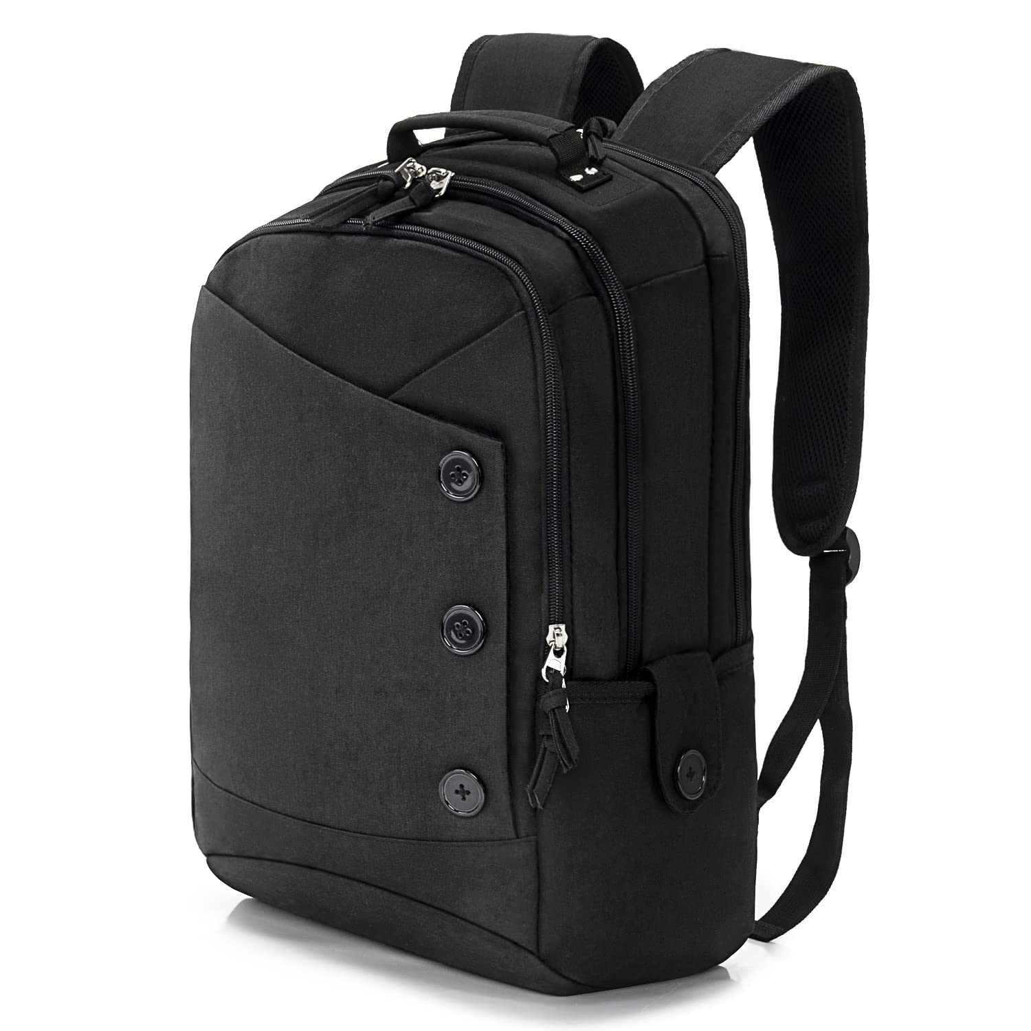 KINGSLONG 15.6 inch Laptop Backpack for Men Women, Water Resistant Computer Bag with USB Charging Port. Notebook Bag Suitable for College Travel Work Gifts Black