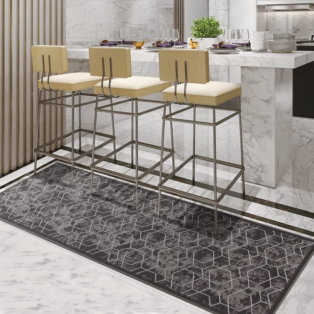 BY COCOON 2'x7' Runner Rug| Kitchen Rug Washable Rug Hallway Runner Runners Rugs for Hallway Non Slip (57 cm x 213 cm Grey Rug)