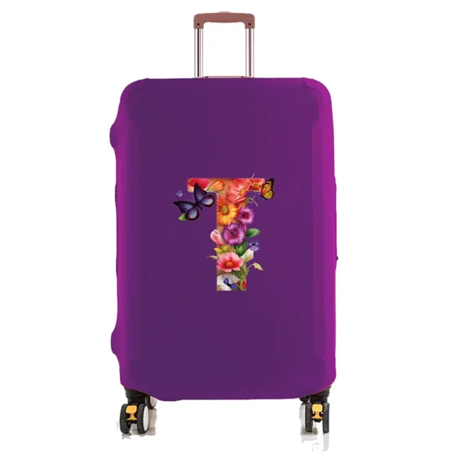 Travel Luggage Cover Baggage Suitcase Protector Washable Reusable Dustproof Scratch-proof Suitcase Cover Butterfly Print Pattern 8butterfly letter T S
