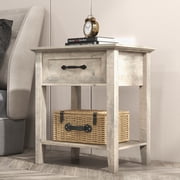 Industrial Nightstand with Drawer & Shelf - 19.7" Wood Bedside Table, MDF Storage End Table for Small Spaces
