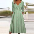 thumbnail image 2 of XZNGL Womens Casual Loose Cross Strap V-Neck Button Hem Dress, 2 of 7