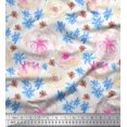 thumbnail image 1 of Soimoi Blue polyester Crepe Fabric Floral Decor Fabric Printed BTY 42 Inch Wide, 1 of 3
