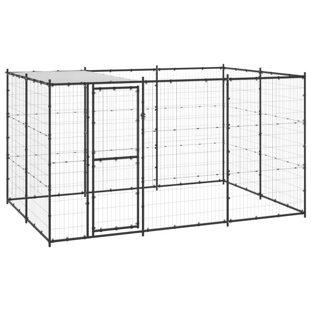 vidaXL Chenil Extérieur en Acier avec Toit 7,26 M2