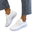 thumbnail image 3 of Kcodviy Spring and Summer Women Sneaker Booties for Women Sports Shoes Flat Bottom Wedgie Sneaker for Women Lightweight Flying Woven Mesh Breathable Comfortable Solid Color Womens Sneaker Lace Up, 3 of 9