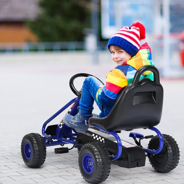 Gymax Kids Pedal Go Kart 4 Wheel Ride On Toys w/ Adjustable Seat