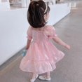 thumbnail image 2 of Summer Girls Pure Color Square Neck Puff Sleeve Korean Sweet Princess Dress, 2 of 4