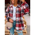 thumbnail image 2 of ORUYROP Womens Long Sleeve Plaid Shirts Flannel Lapel Button Down Shacket Jacket Coats, 2 of 5