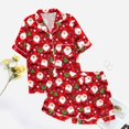 thumbnail image 5 of Pyjama pour Femmes en Satin Imprimé Graphique, Mignon, Tenue de Nuit, Boutons, Hauts à Manches Courtes, Ensembles de Shorts, 5 of 5