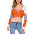 thumbnail image 1 of RKSTN Chandails pour Femmes Mode Décontractée Manches Longues Décontracté Contraste de Couleurs Patchwork Chandail Blouse Chandails d'Automne, 1 of 4