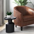 thumbnail image 2 of Allora Table d'Appoint Ronde Contemporaine en Bois Massif de 16 Pouces en Noir, 2 of 7