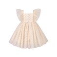 thumbnail image 2 of Girls Dress Beige Polka Dot Sparkling Sequin Ruffle Sleeve Party 7 Years, 2 of 6