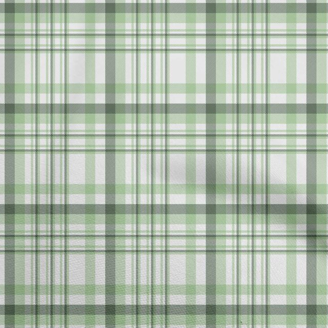 oneOone Polyester Spandex Light Green Fabric Plaid Sewing Material Print Fabric By The Yard 56 Inch Wide