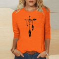 thumbnail image 2 of Dadaria T-Shirt pour Femmes Chemise Orange Manches 3/4 Col Rond Grande Taille Attrape-Rêves d'Été Blouses 2TG, 2 of 4