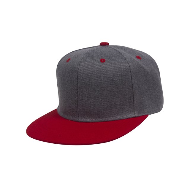 Top Headwear Flat Bill Adjustable Snapback Cap - Charcoal/Red