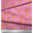 thumbnail image 3 of Soimoi Pink Rayon Fabric Cheese Slice & Rats Kids Decor Fabric Printed Yard 56 Inch Wide, 3 of 3